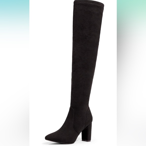 Black Thigh High Over The Knee Faux Fur Boots (size 11) - Picture 12 of 12